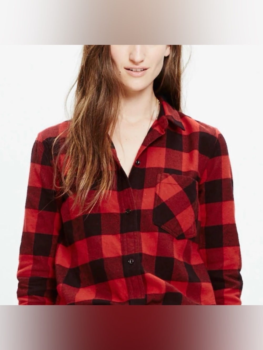 Madewell Red and Black Buffalo Plaid Ex-Boyfriend Flannel Shirt